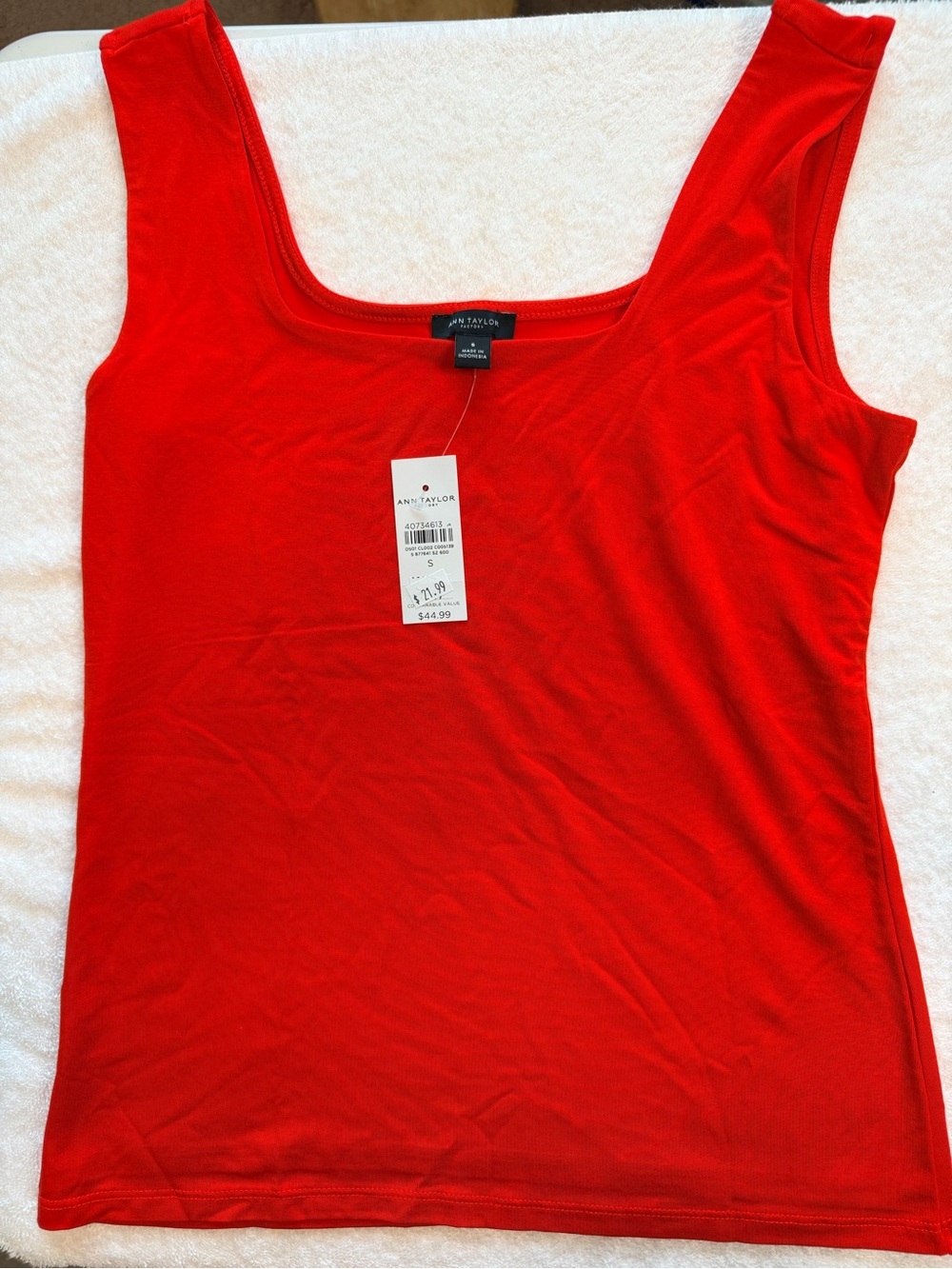 Ann Taylor Bright Red Square Neck Tank